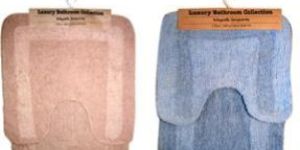2-piece neutral blue luxury bathroom bath mat set