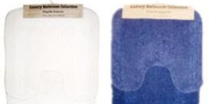 2-Piece White and Navi Blue Luxury Bathroom Bath Mat Set
