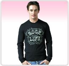 Mens Cotton Black Printed T-Shirt