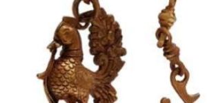 Brass Temple worship bell with Peacock on the Top.