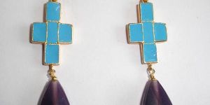 Enamel Cross Earrings