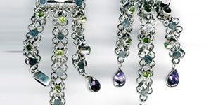 Silver Faceted Stone Earrings E-603