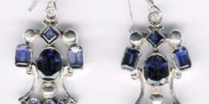 Silver Faceted Stone Earrings E-611