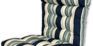 Bold Blue Striped Tufted Chair Cushion
