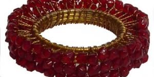 Designer Red Beaded Glass Bangles