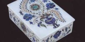 White Marble Stone Inlay Box