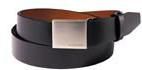 Mens Black Leather Belt with a Metal Buckle.