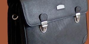 Black Unisex Leather Office Portfolio Bag