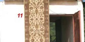 Light Brown Border Beige Center Persian Hand Knotted Carpet