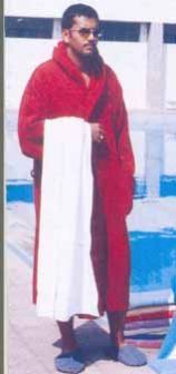 Mens Long Sleeves Terry Cotton Red Bathrobe