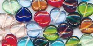 Plain Multicolor Heart Glass Beads