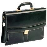 Mens Solid Black Leather Office Laptop Bag
