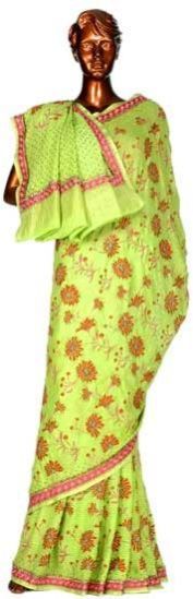 Ladies Printed Neon Mulmul Cotton Saree