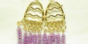 Ladies Gold Plated Earrings With Lavender Beads