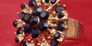 Ladies Black Stone Studded Ring