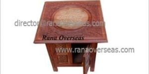 Wooden Carved Brass Table