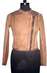Ladies Chinese Collar Biker Leather Jacket