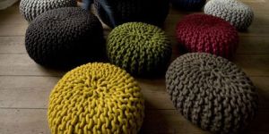 Hand Knitted Wool Pouf