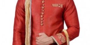 Rk1147-Mn Sudarshan New Designer Indo Western Red Art Silk