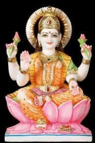 Lakshmi Statue Seated On Lotus Flower