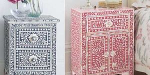 Bone Inlay Bedside Cabinet