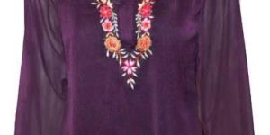 Purple Embroidery Top