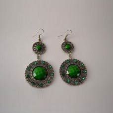 Brass Green Hanging Earrings