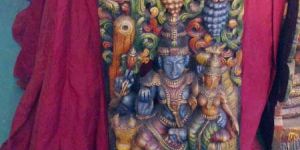 Shiva Parvati Wooden Idol