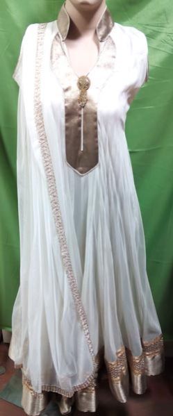 White Anarkali Suit in Net