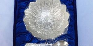 Silver Plated Brass Bowl With Spoon