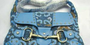 Leather Blue Saddle Bag