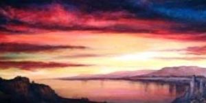 Evening Sky, Mountains On Lake