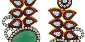 Stone Studded Pearl Earrings