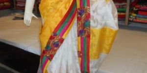 Designer Fancy Embroidered Resham Work Crepe Silk Saree