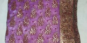 Designer Gold Banarsi Printed Tissue Party Wear Saree Colour