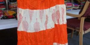 Orange Sanganeri Printed Cotton Skirt