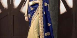 Blue Georgette on Net Designer Saree