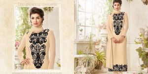 Cream Georgette Churidar Suit