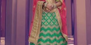 Dominican Green Net Lehenga Choli