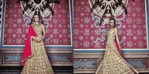 Girlish Embroidered Work Net Beige Anarkali Salwar Kameez