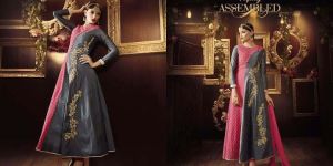 Hot Pink Resham Work Silk Anarkali Salwar Kameez