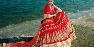 Inviting Red Fancy Net Designer Lehenga Choli