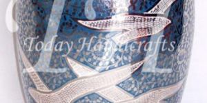 Polished Blue Brass Cremation Urn