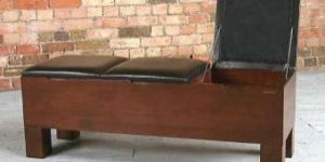 Leather Seated Tripple Storage Stool