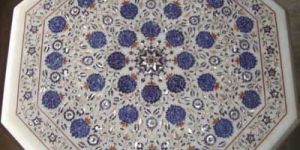 White Marble Inlaid Table Top
