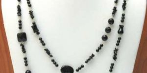 Silver Chain With Black And Purple Stones