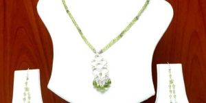 Silver Chain With Green Pearls
