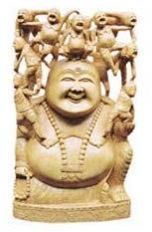 White Wood Laughing Buddha