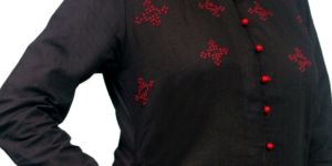 Corporate Black Hand Embroidered Corporate Kurta