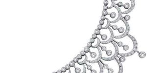Heavy Bridal Wear Real Diamond Brilliant Cut Necklace in 18K White Gold